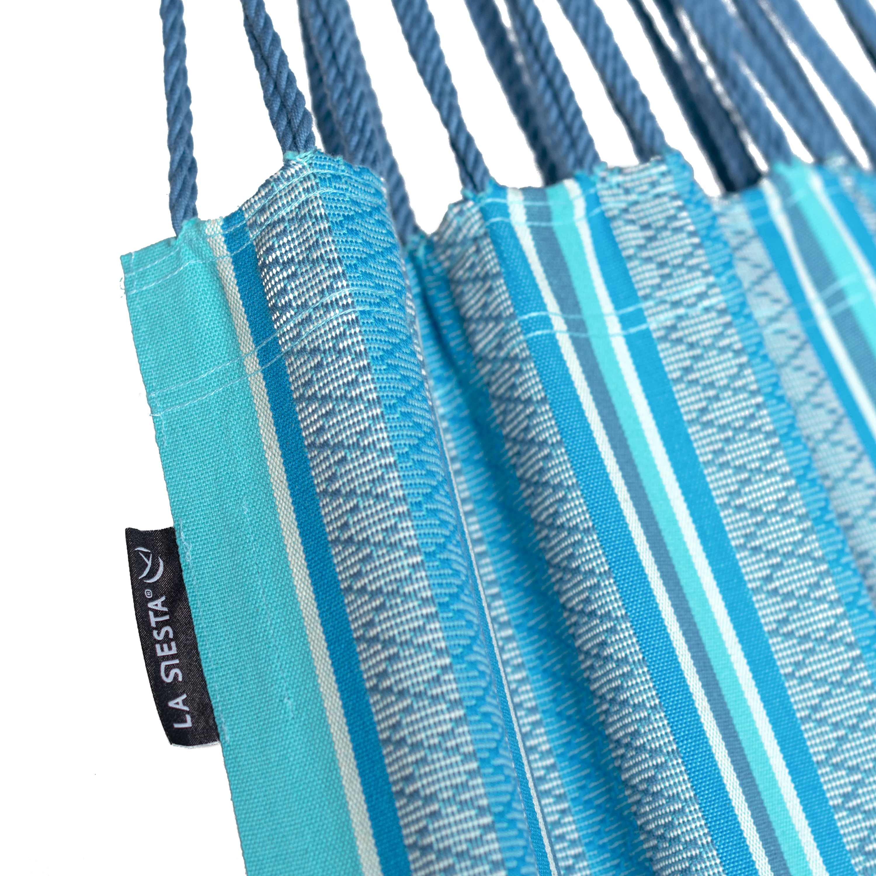 Maera Organic Azure - King Size Hängematte aus Bio-Baumwolle mit Gestell aus FSC®-zertifiziertem Eukalyptus - Image 4