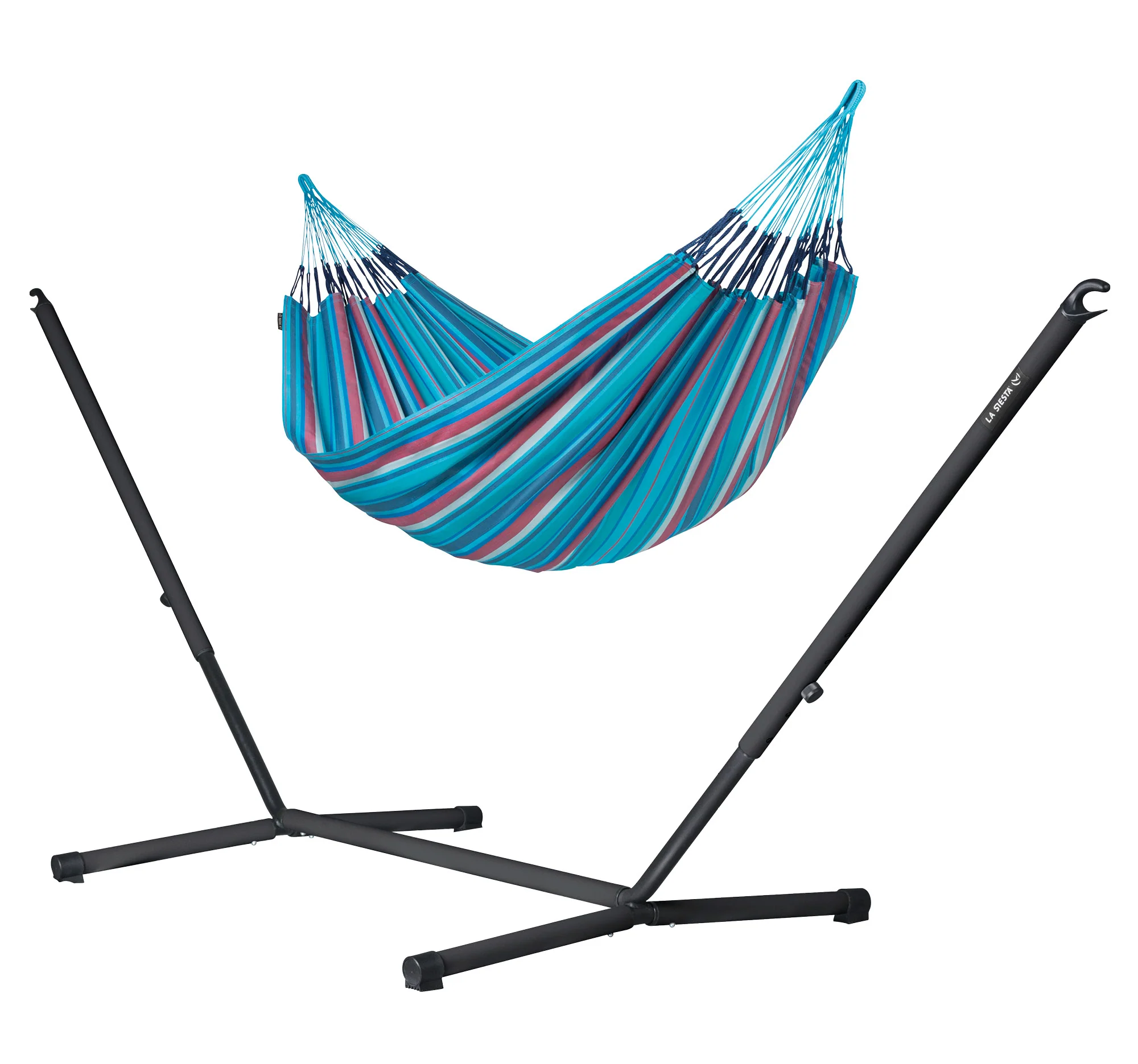 Nautico Outdoor Anthraciter Wave - Double Size Hängematte Outdoor mit Gestell aus verzinktem Stahl